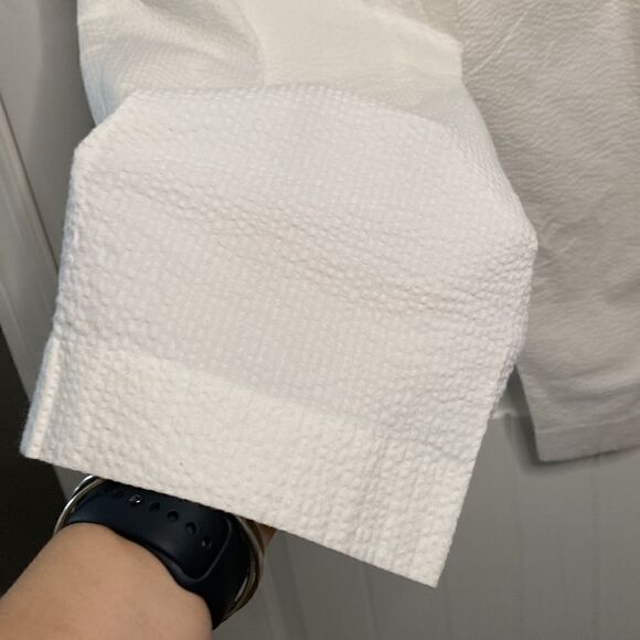 Jones New York Textured White Cropped Leg Stretch Pants - Picture 8 of 10